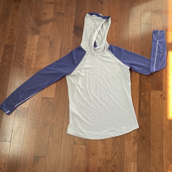 Under Armour Heatgear long sleeve running tee in grey and blue, M - Picture 9 of 10